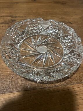 Antique - Cut Glass Decorative Crystal Dish - Clear